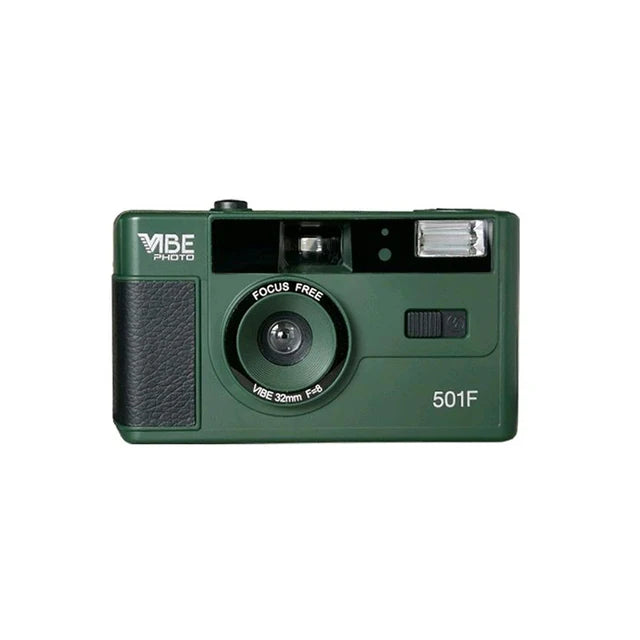 Green Vibe Photo camera on a white background