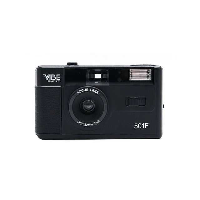 Black Vibe photo camera on a white background